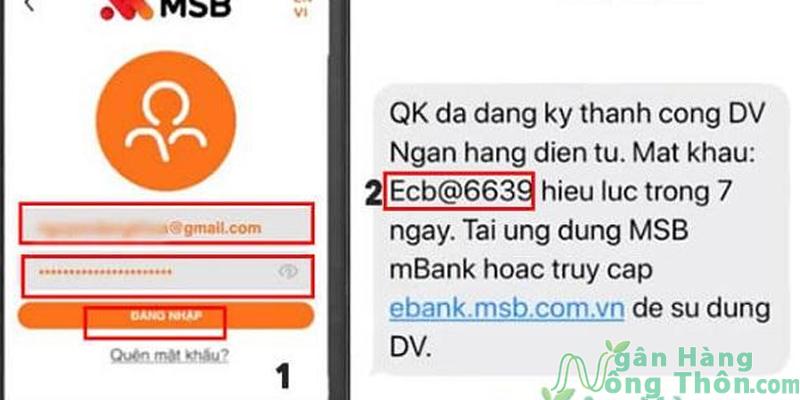 Nhập Tên đăng nhập và mật khẩu > Nhấn Đăng nhập > Nhập Mã OTP