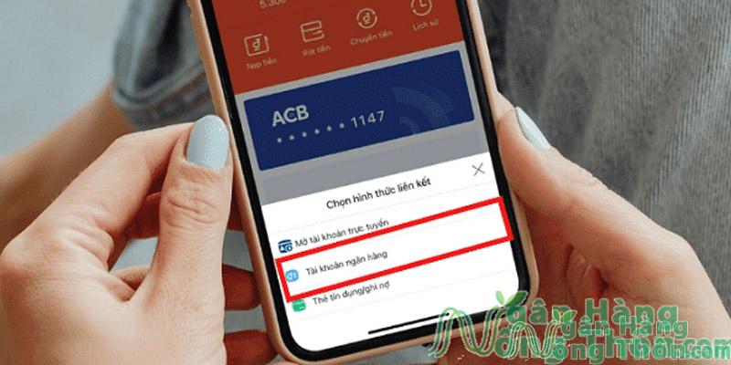 Chọn hình thức liên kết Tài khoản ngân hàng