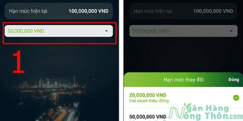 Chọn hạn mức chuyển tiền