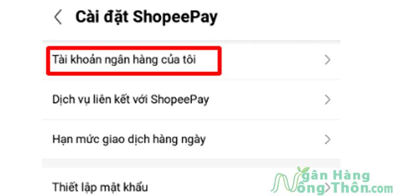 Chọn Tài khoản ngân hàng của tôi