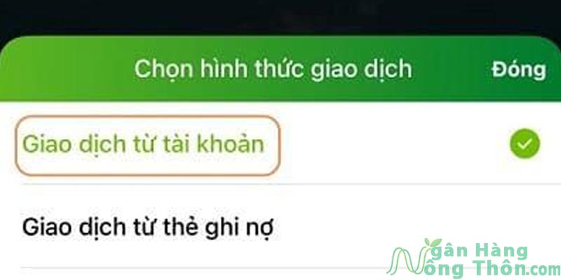 Chọn hình thức giao dịch