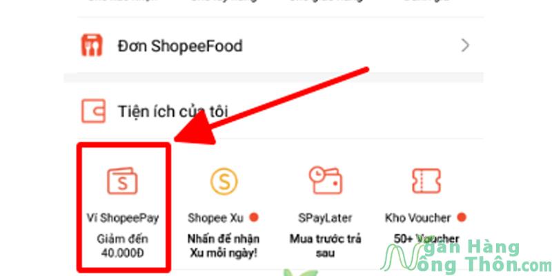 Đăng nhập tài khoản Shopee > Chọn Ví ShopeePay