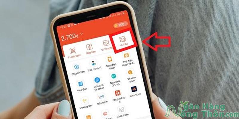 Liên kết ví ShopeePay với Vietinbank trực tiếp trên app > Chọn Ví Tiền