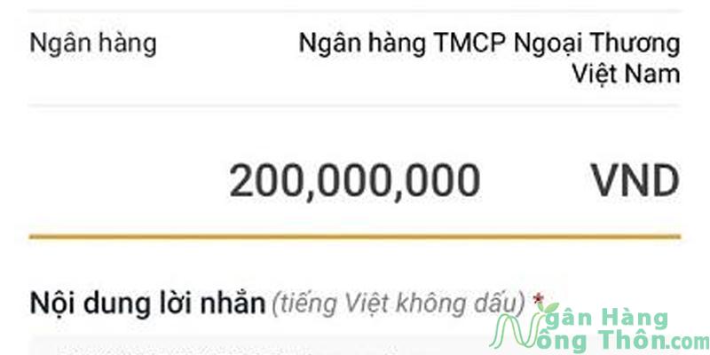 Chuyển khoản liên ngân hàng nhanh 24/7 qua tài khoản > Nhập số tài khoản người nhận, số tiền, nội dung > Nhấn Tiếp tục