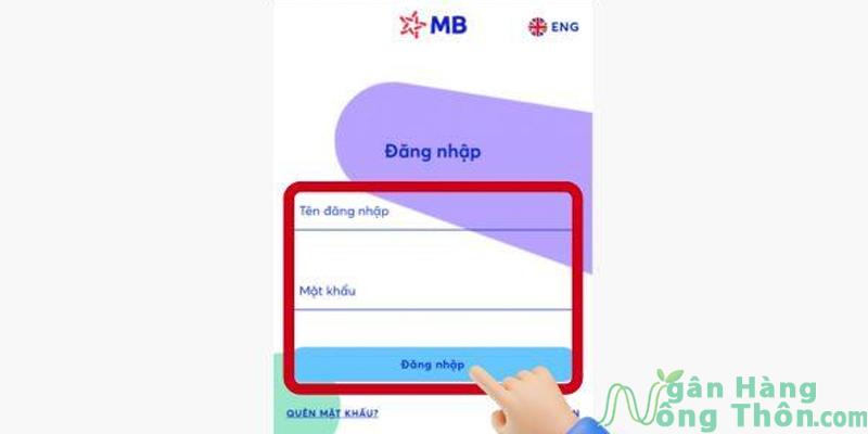 Mở app MBBank > Đăng nhập tài khoản