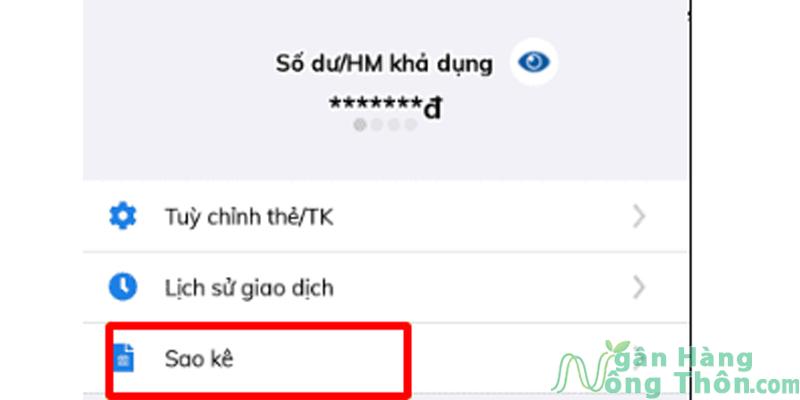 Chọn Sao kê để xem chi tiết