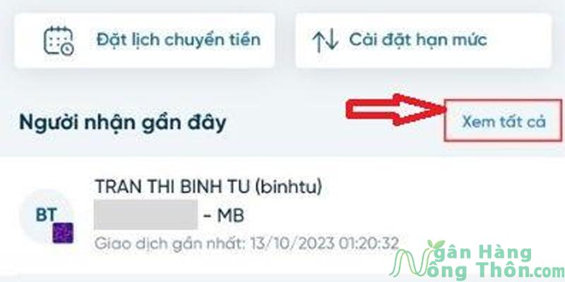 Cách chỉnh sửa danh sách người thụ hưởng Vietinbank > Nhấn Xem tất cả