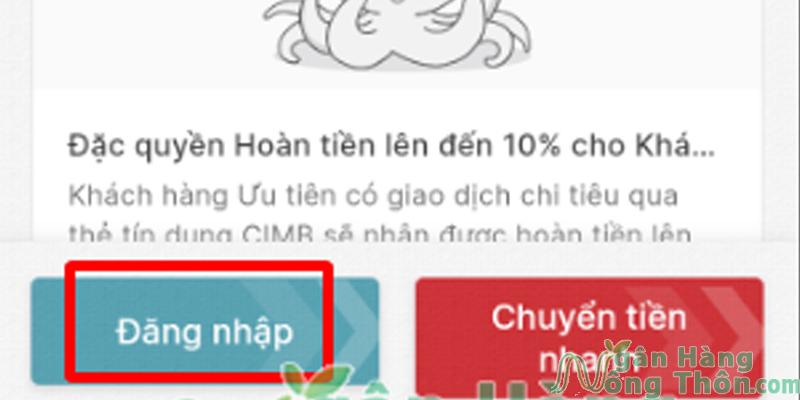 Mở ứng dụng, chọn Đăng nhập