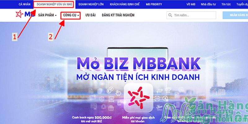 Truy cập website > Chọn Khách hàng doanh nghiệp vừa nhỏ