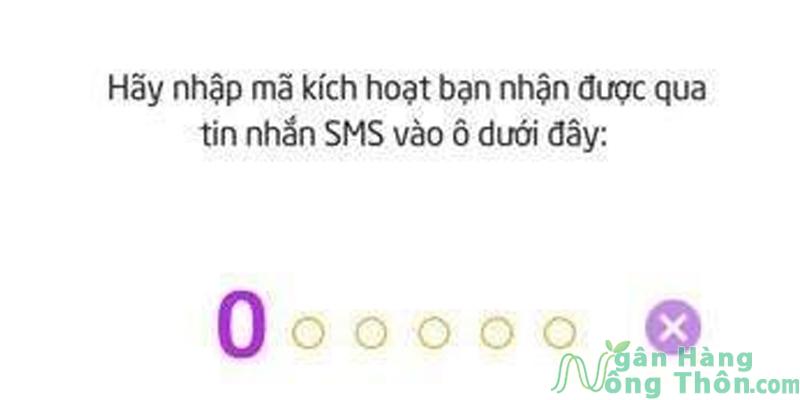 Nhập mã kích hoạt gửi về SMS