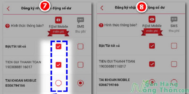 Tick chọn vào các ô thẳng cột ở mục F@st Mobile (miễn phí) > Bấm Lưu