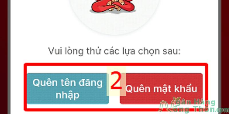 Chọn Quên tên đăng nhập hoặc Quên mật khẩu