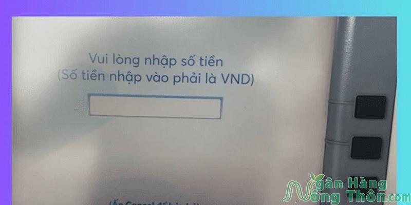 Nhập số tiền rút trùng số tiền trên mã rút tiền