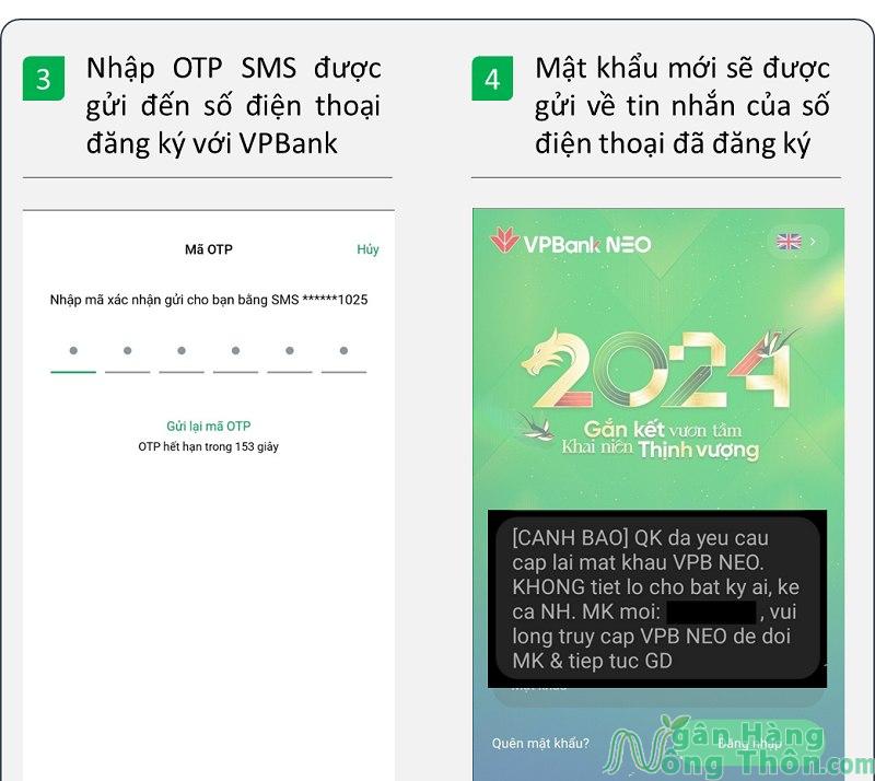 Lấy lại mật khẩu qua ứng dụng VPBank NEO