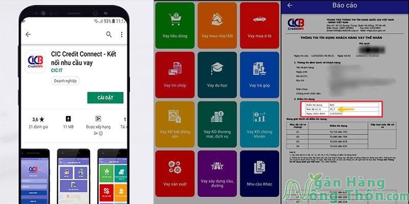 Tra cứu nợ xấu CIC qua app CIC > Chọn Khai thác báo cáo