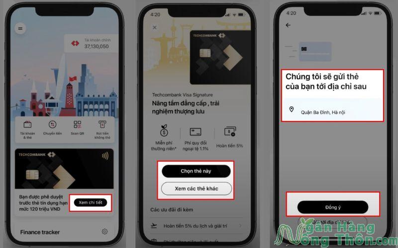 Cách mở thẻ tín dụng Techcombank qua Mobile Banking