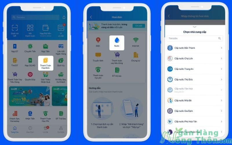 cách đóng tiền nước qua điện thoại bằng zalopay