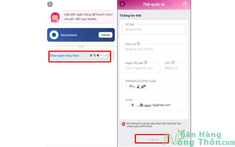 cách liên kết thẻ tín dụng với momo