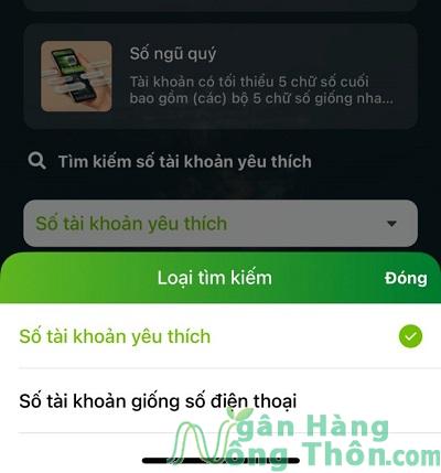 Đổi tài khoản số đẹp VCB theo số điện thoại