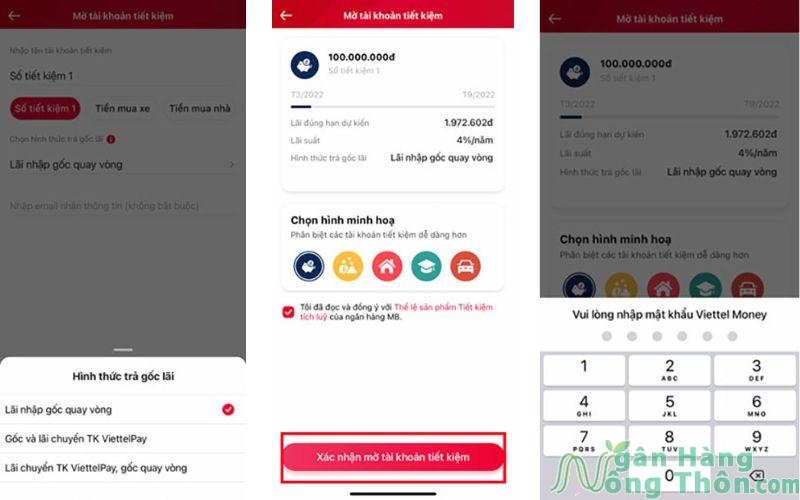 Gửi tiết kiệm online MBBank trên app Viettel Money