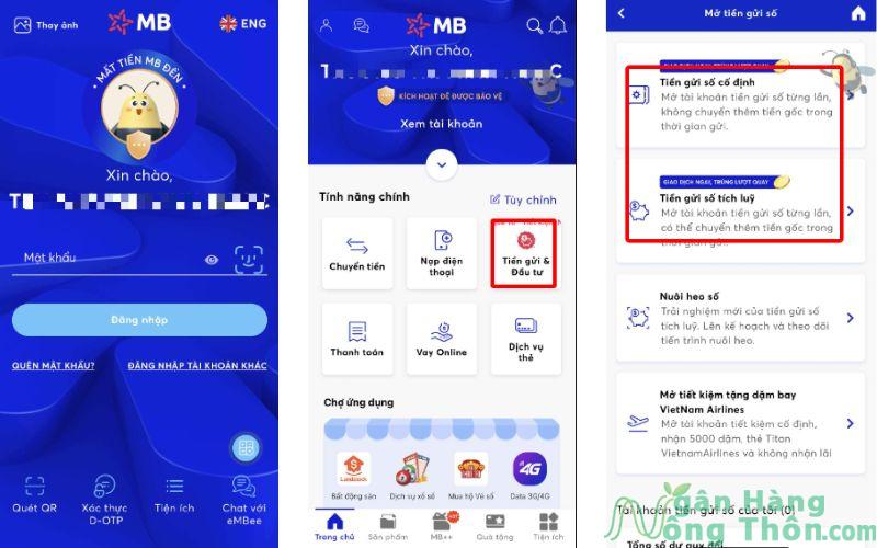 Gửi tiết kiệm online MBBank trên ứng dụng