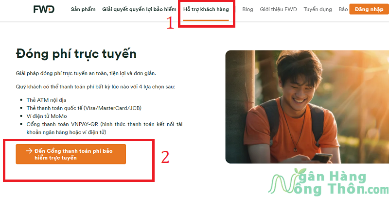 Thanh toán trực tuyến FWD qua website FWD