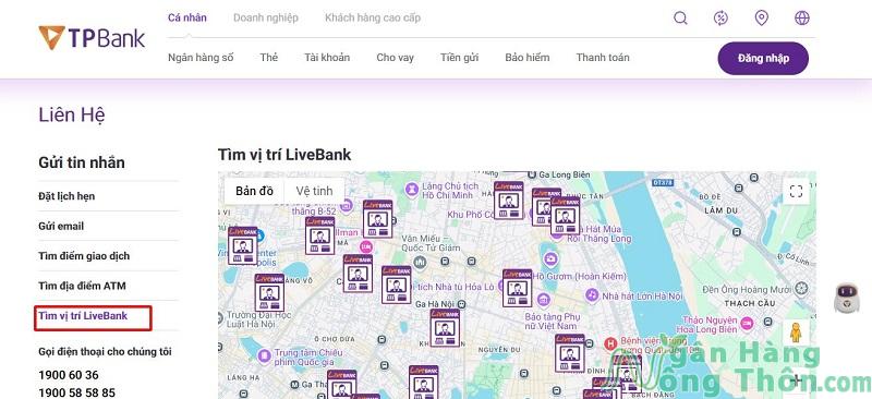 Tìm vị trí LiveBank TPBank
