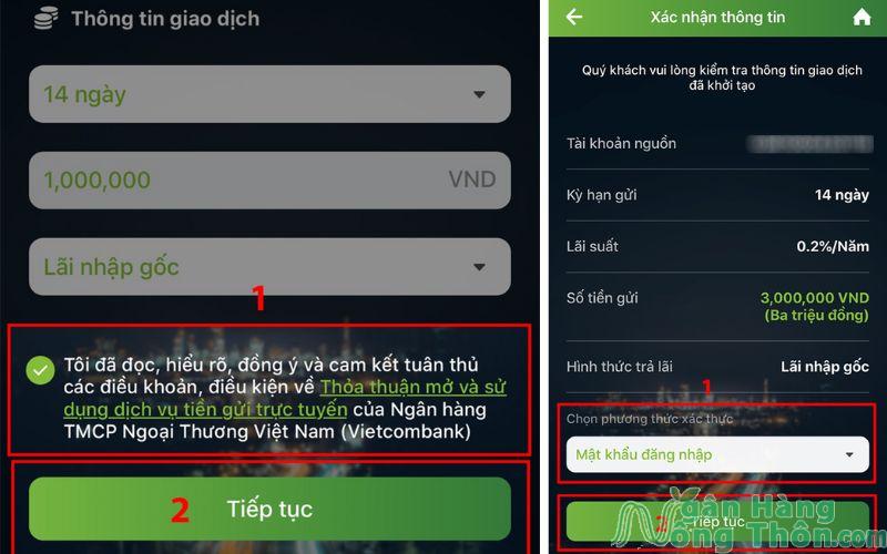 hướng dẫn gửi tiết kiệm online Vietcombank