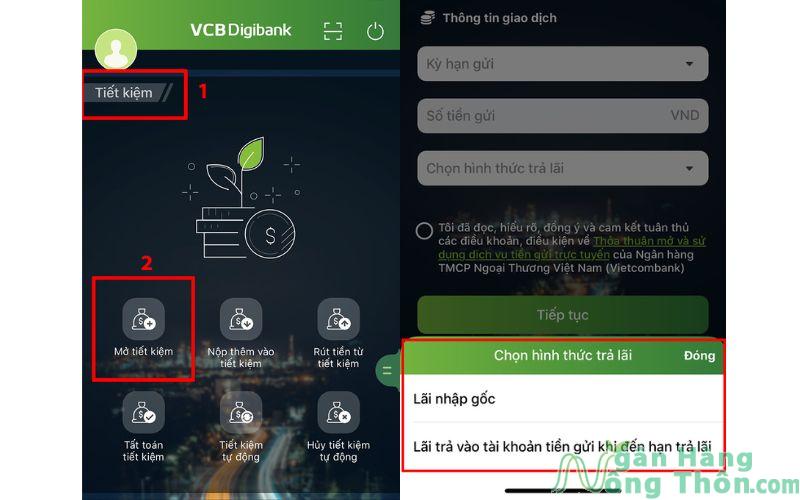 hướng dẫn gửi tiết kiệm online vietcombank