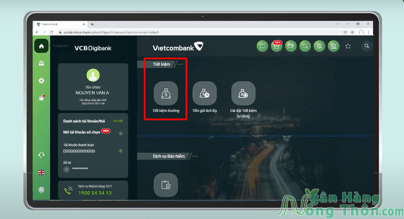 hướng dẫn gửi tiết kiệm online vietcombank phiên bản website