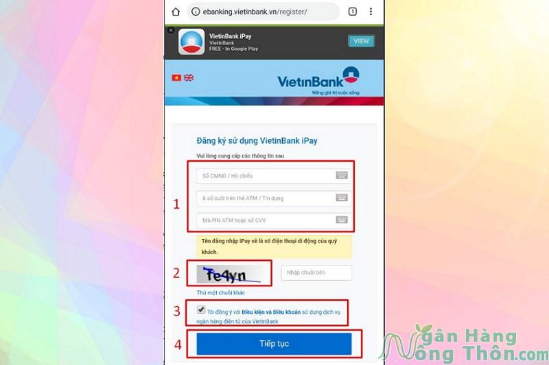 Cách đăng ký ứng dụng Vietinbank đơn giản